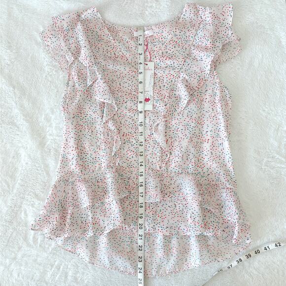 Parker Dottie Confetti Ruffle Top NEW Size Small Feminine Multicolor Office - Picture 9 of 9